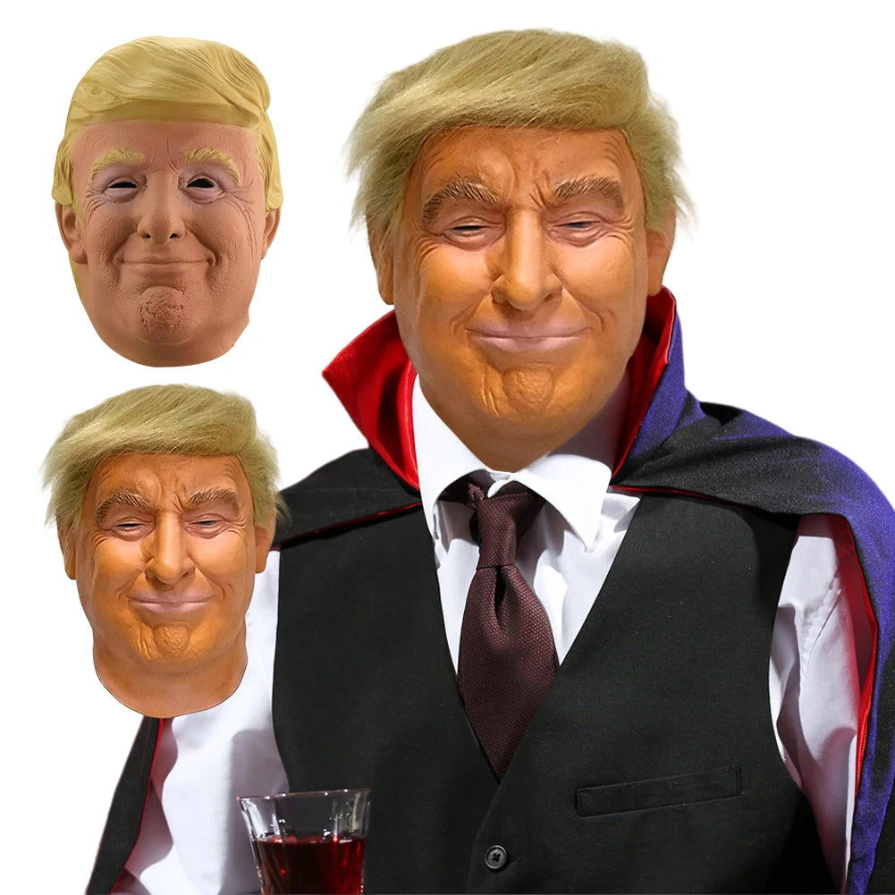 Trump Latex Full Head Face Human Mask for Mask Festival Halloween Easter Costume Party Donald Trump Presidential Cosplay Fans