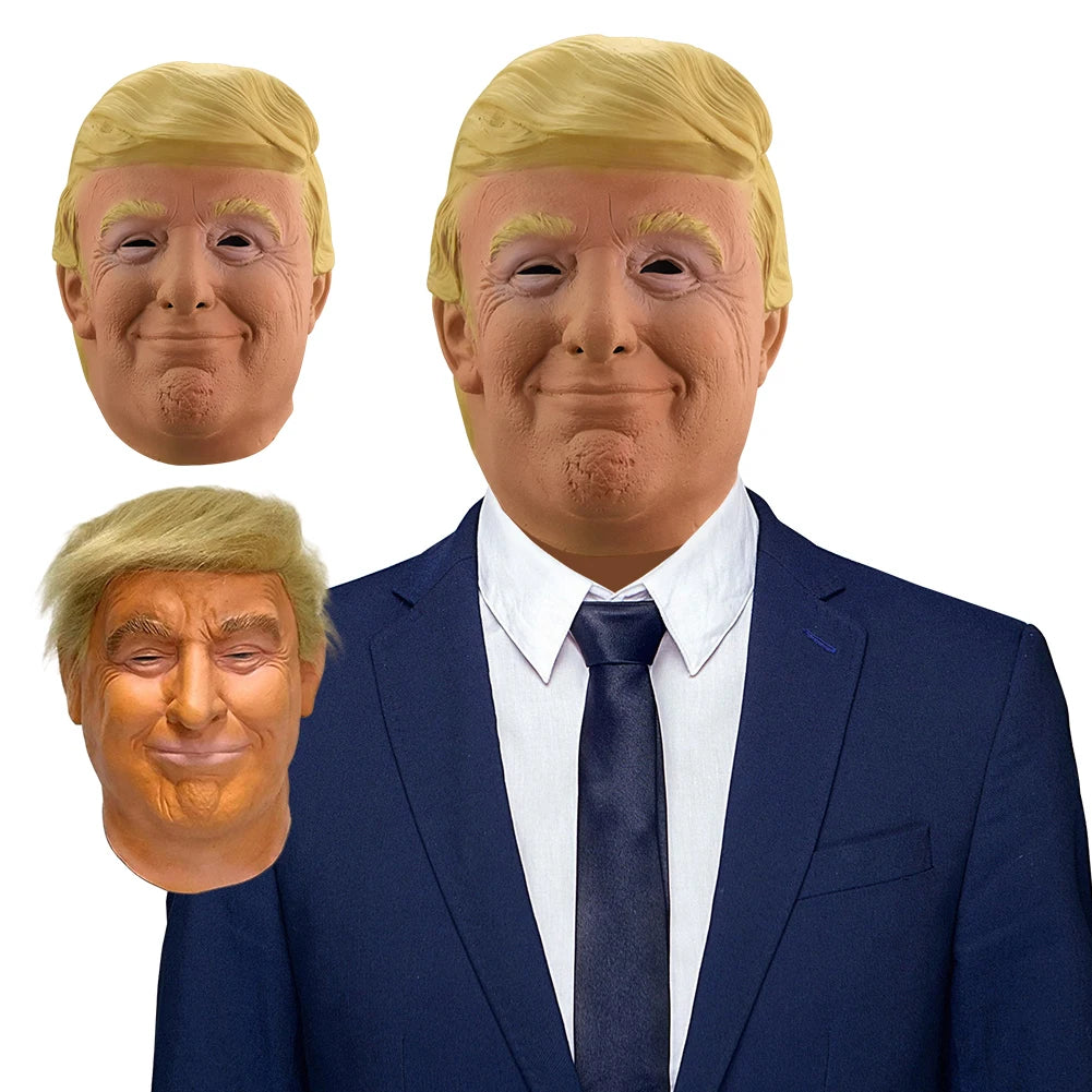 Trump Latex Full Head Face Human Mask for Mask Festival Halloween Easter Costume Party Donald Trump Presidential Cosplay Fans