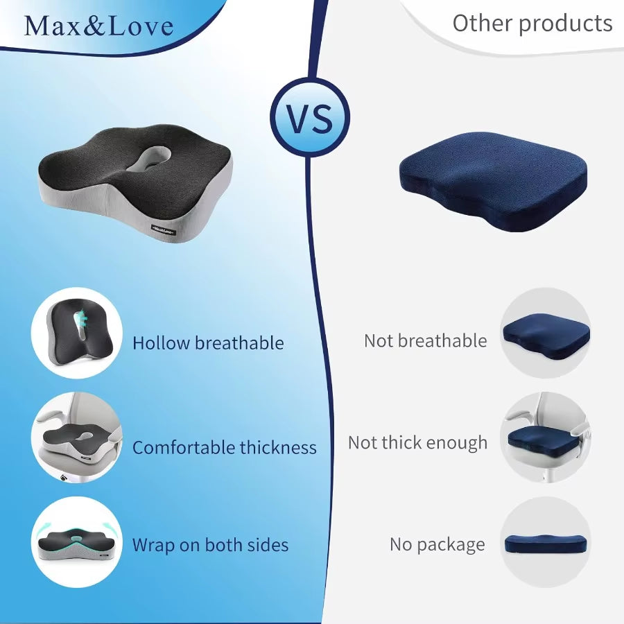 Memory Foam Seat Chair Cushion for Relieves Back Sciatica Pain Tailbone Pain Coccyx Degenerating Disc Orthopedic Osteoarthritis