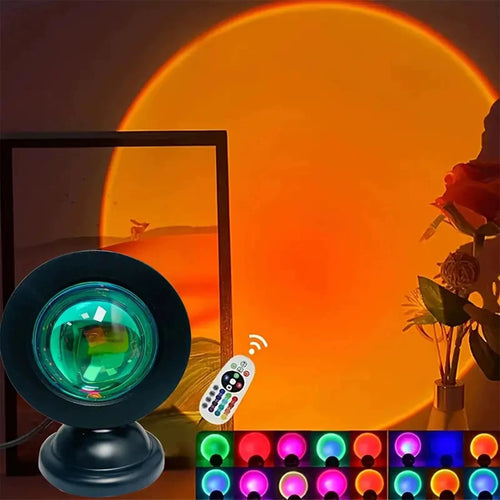 16-Color Spectrum Vibrant Sunset Projection Light USB Remote Control Dynamic Color Changing LED Light Creates Warm Home