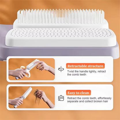1/2Pcs Self-Cleaning Massage Brush Telescopic Comb One-Key Cleaning Hair Loss Airbag Scalp Massage Comb with Retractable Bristle