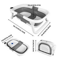 Baby Bathtub with Bath Cushion, Portable and Foldable, Real-Time Temperature Sensor, with a Drainage Hole