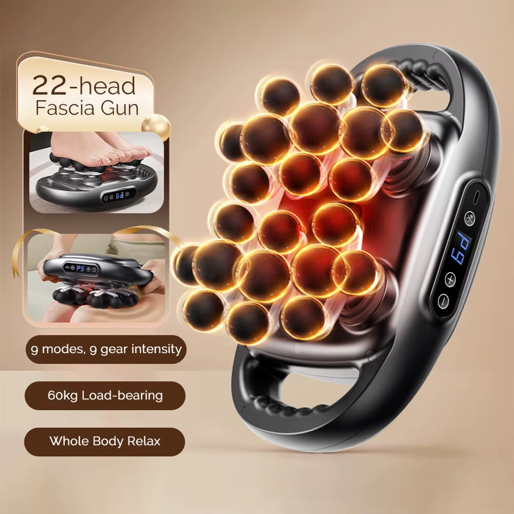 22-Head Fascia Gun High-Frequency Vibration Body Massage Gun Back and Waist Massager Neck Shoulder Massager Muscle Masajeador