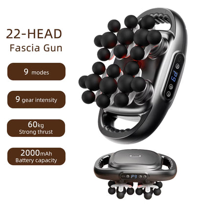 22-Head Fascia Gun High-Frequency Vibration Body Massage Gun Back and Waist Massager Neck Shoulder Massager Muscle Masajeador