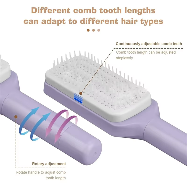 1/2Pcs Self-Cleaning Massage Brush Telescopic Comb One-Key Cleaning Hair Loss Airbag Scalp Massage Comb with Retractable Bristle