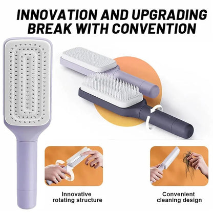 1/2Pcs Self-Cleaning Massage Brush Telescopic Comb One-Key Cleaning Hair Loss Airbag Scalp Massage Comb with Retractable Bristle