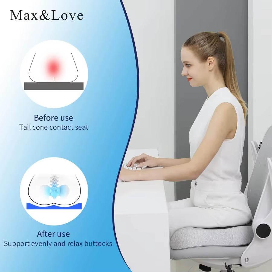 Memory Foam Seat Chair Cushion for Relieves Back Sciatica Pain Tailbone Pain Coccyx Degenerating Disc Orthopedic Osteoarthritis