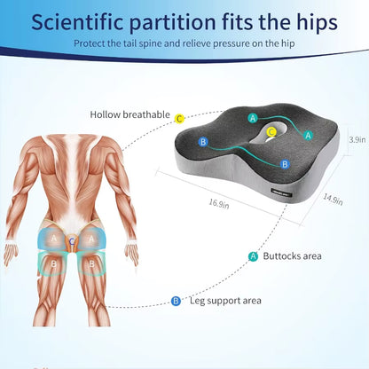 Memory Foam Seat Chair Cushion for Relieves Back Sciatica Pain Tailbone Pain Coccyx Degenerating Disc Orthopedic Osteoarthritis