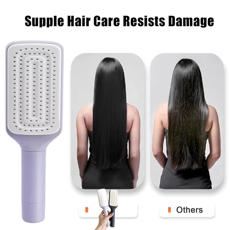 1/2Pcs Self-Cleaning Massage Brush Telescopic Comb One-Key Cleaning Hair Loss Airbag Scalp Massage Comb with Retractable Bristle