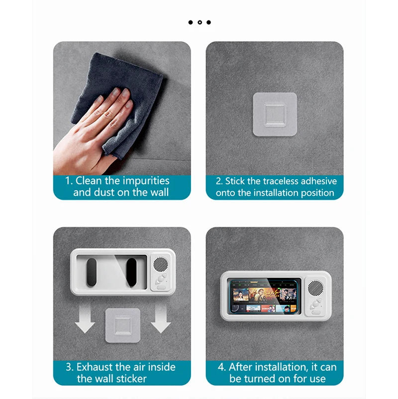 Wall Mounted Waterproof Speaker Stand for Bath Phone Holder with Seamless Touch Screen Bluetooth Music Shower System